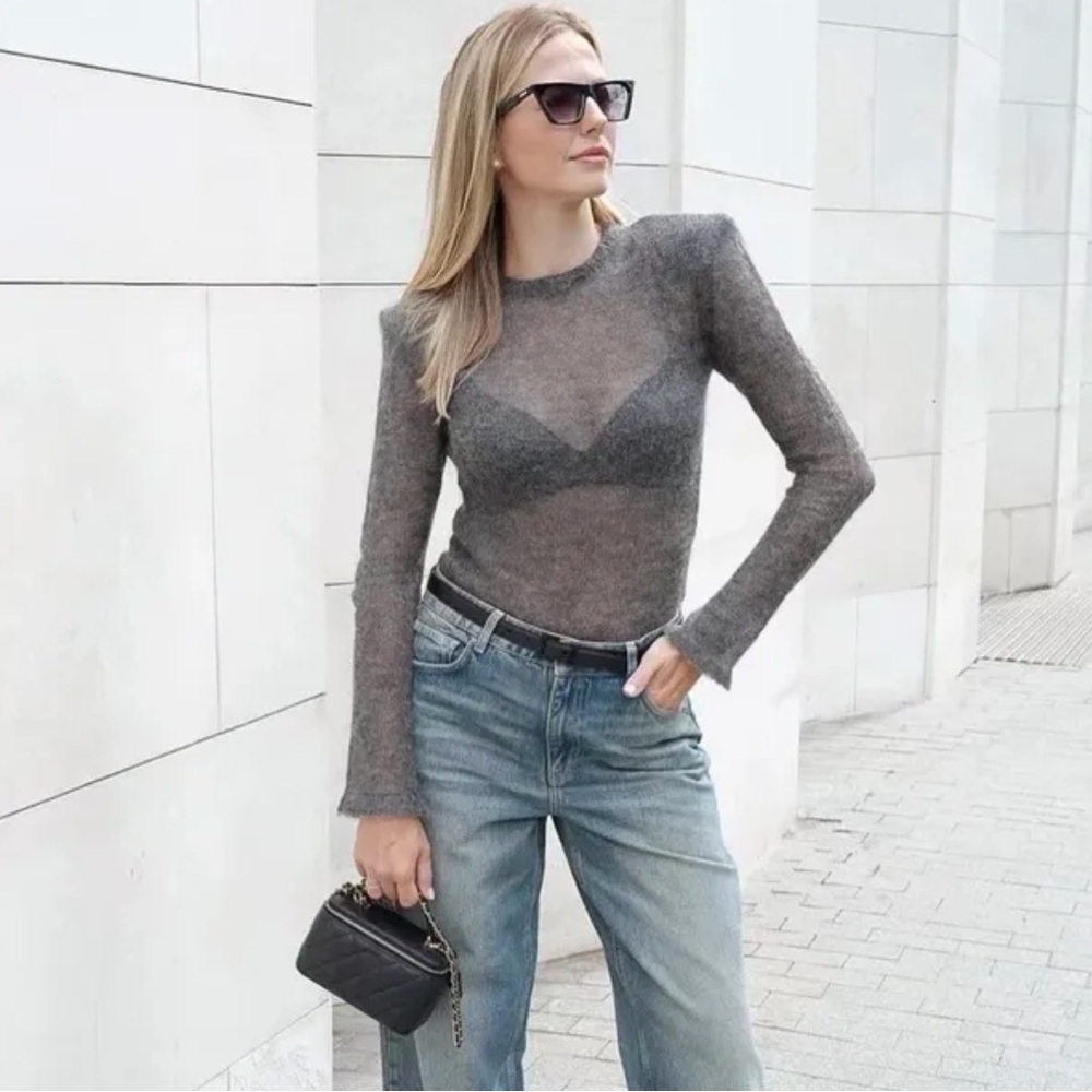 Gray Sheet Mohair Sweater